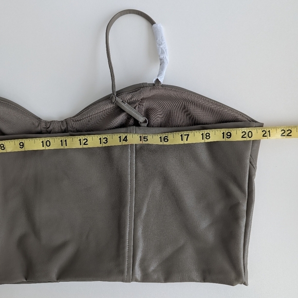 Express Body Contour Faux Leather Corset Cropped Top Spaghetti Straps Taupe - XL - Picture 3 of 6